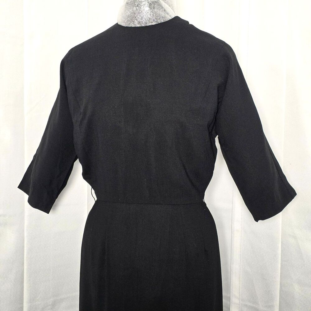Vintage 1960s Roberts Fashions Black Sheath Dress Womens XS Ruched (0/2) Union